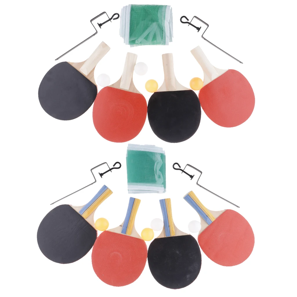 Настольный теннис комплект для пинг-понга-упаковка из 4 весла/ракетки+ 4 мяча для настольного тенниса-мягкая губчатая резина, для профессиональных игр