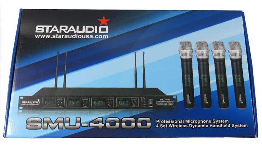 STARAUDIO 4 канала беспроводной UHF набор микрофонов 4CH ручной церкви DJ этап KTV Караоке школа речи дома вечерние Mic SMU-4000A