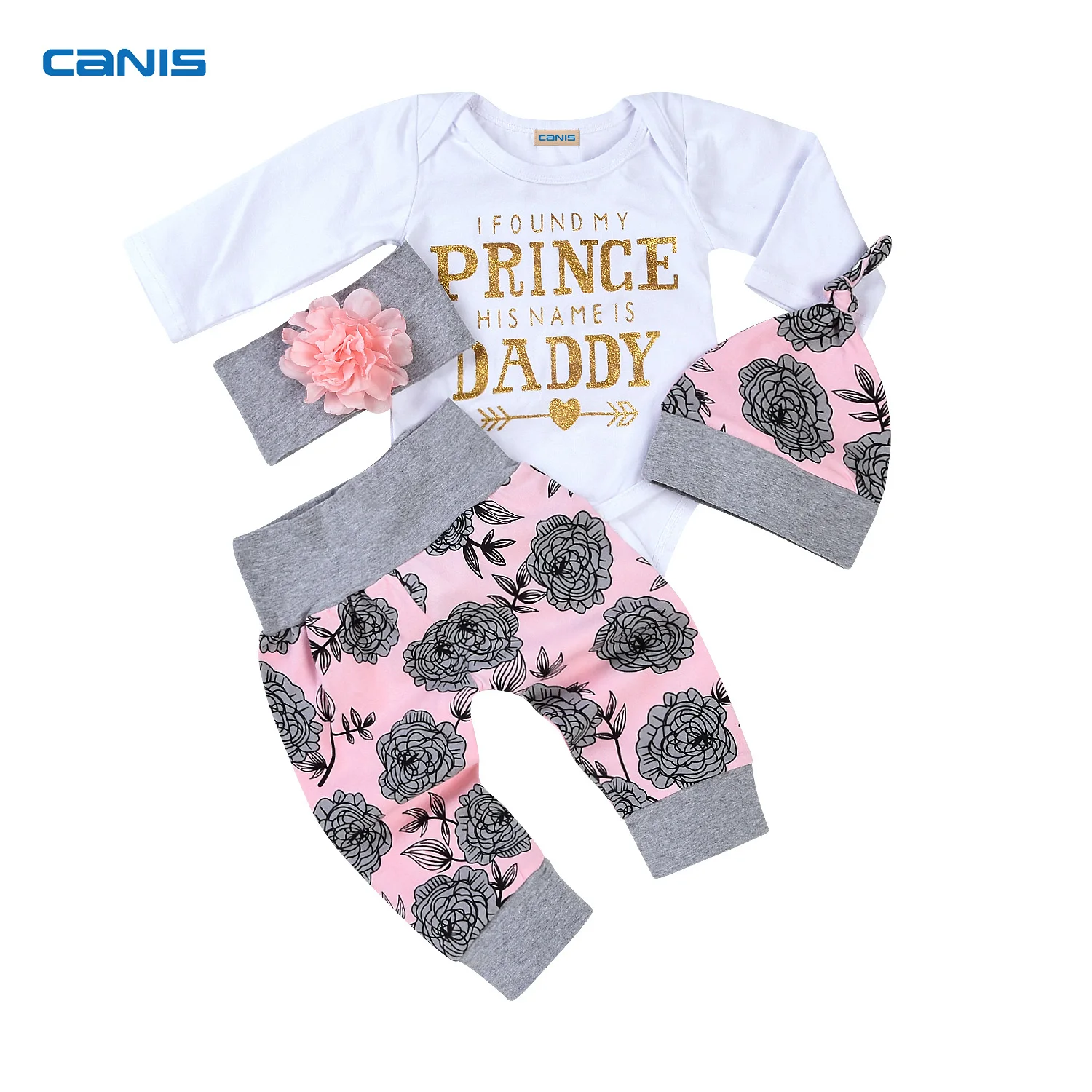 4Pcs/Set Baby Clothing 0 18M Floral Newborn Baby Girls Tops Romper
