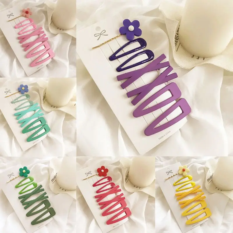 

Summer Fancy Candy Color Resin Flower Hair Clip Women Girls Sweet Colorful Baking Paint BB Hairpin Cute Scrub Cross Barrettes