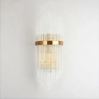 

Modern H55cm H70cm Gold Brass Crystal Glass Wall Sconces Bedroom Bedside Living Room Crystal Wall Lamp Gold Glass Wall Light