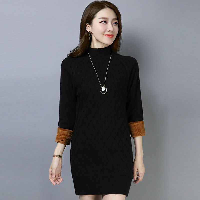 XXL Plus Size Korean Style Women Sweaters and Pullovers Fleece Thick Warm Long Sleeve Turtleneck Solid Slim Elastic Women Tops XXL Plus Size Korean Style Women Sweaters and Pullovers Fleece Thick Warm Long Sleeve Turtleneck Solid Slim Elastic Women Tops