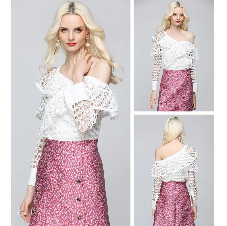 Ruffles Irregular Skew Collar Shirt (15)
