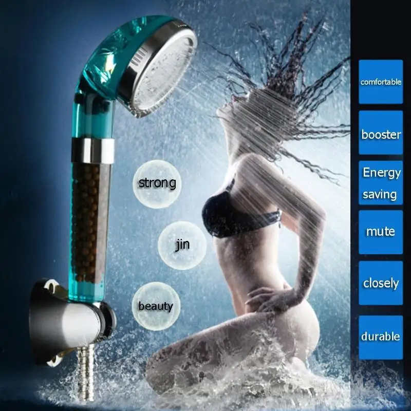 Bathroom shower negative ion SPA shower head water-saving shower filter high pressure negative ion shower head set