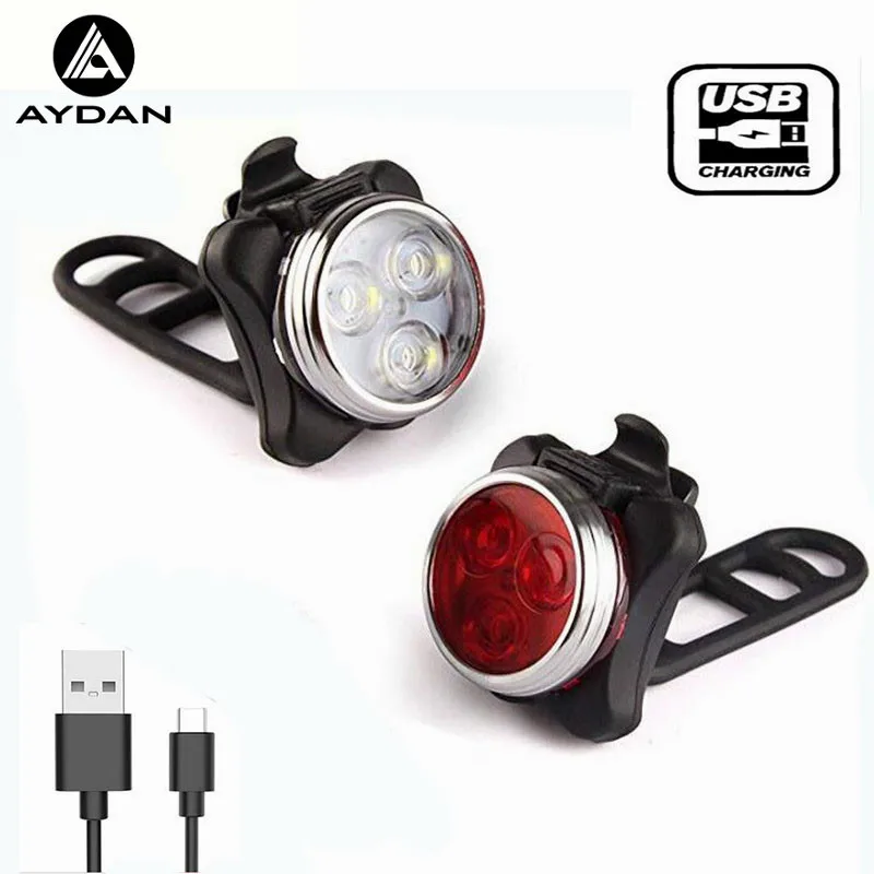 

USB Charging Bicycle Taillight LED Bike Rear Light Bicycle Front Light MTB Road Cycling Flashlight Bicycle Light Kit 4 Modes