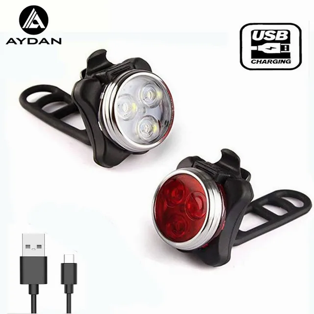 Best Price USB Charging Bicycle Taillight LED Bike Rear Light Bicycle Front Light MTB Road Cycling Flashlight Bicycle Light Kit 4 Modes