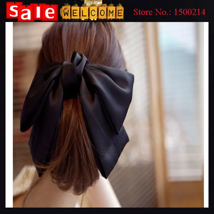 2016 Korean Fashion Women Girls’s Cute Large Big Satin Hair Bow Ribbon Bows Hair Band Clip Barrette Ribbon Bow Headwear Jewelry