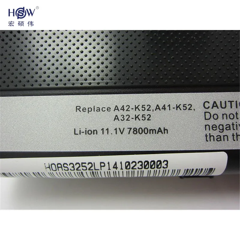 HSW 9 ячеек 7800 мАч аккумулятор для ноутбука ASUS A52 A52J K42 K42F K52F K52J серии, 70-NXM1B2200Z A31-K52 A32-K52 A41-K52 A42-K52