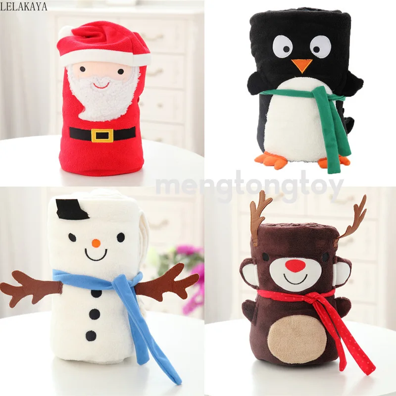 

Christmas Creative Gift Plush Blanket Winter Keep Warm Santa Claus Snowman Moose Penguin Animals Pillow Blanket Decoration Doll
