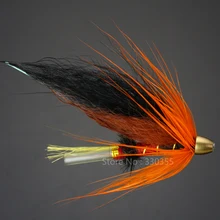 100 шт трубки летают черные/оранжевые конусные головки лосося и для морской форели рыболовные крючки мухи приманки