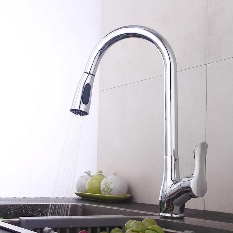 Fapully Kitchen Faucet Pull Out Deck Mounted Mixer Tap Chrome Polished Single Handle Hole Flexible Kitchen Tap Fapully Kitchen Faucet Pull Out Deck Mounted Mixer Tap Chrome Polished Single Handle Hole Flexible Kitchen Tap