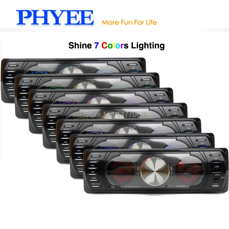 1 Din Car Radio Bluetooth Autoradio Dual Screens Stereo Audio MP3 ID3 WMA USB TF A2DP Handsfree ISO Headunit PHYEE SX-MP33300BT