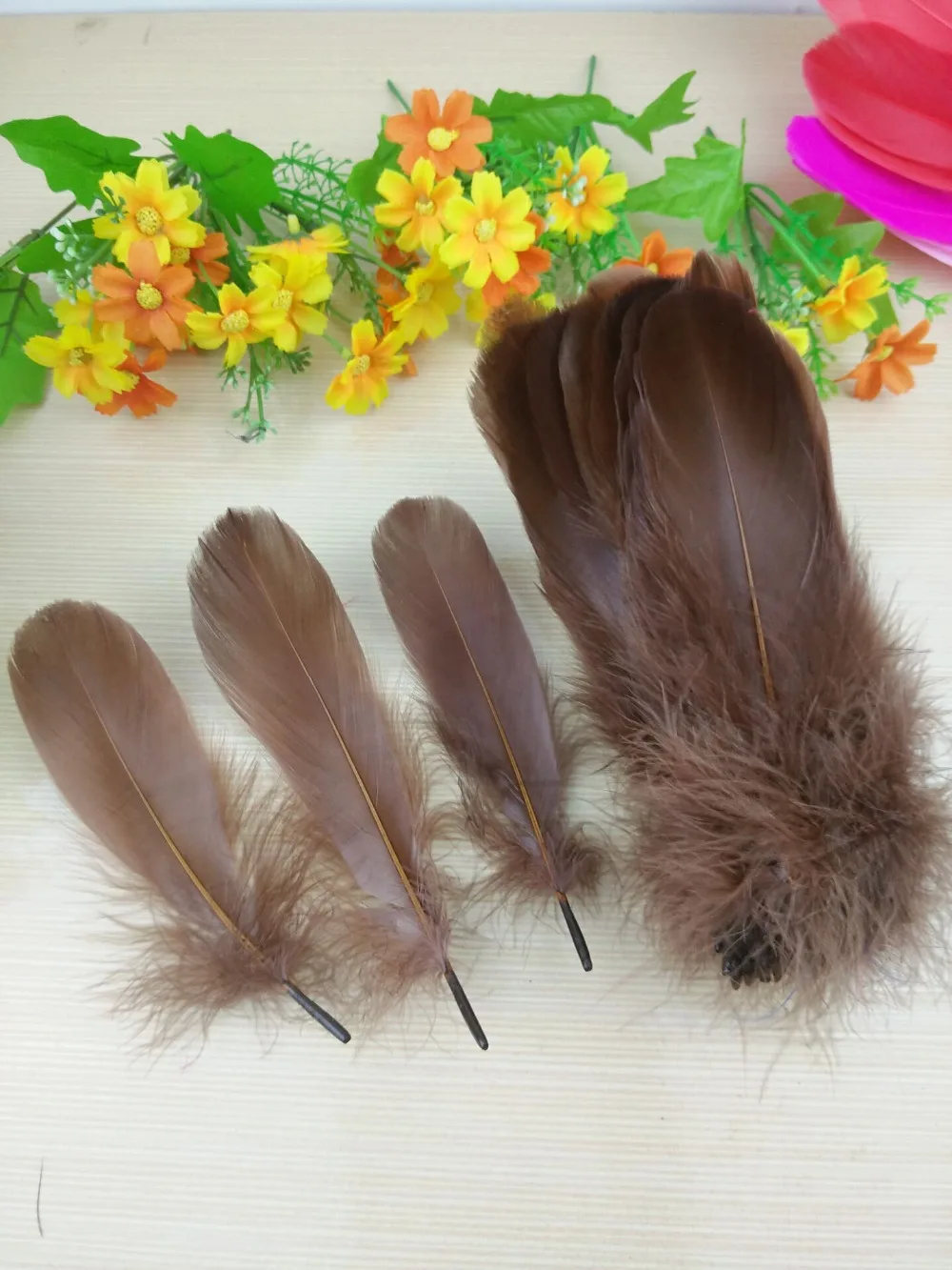 

New! Wholesale Dark coffee 20 pc quality natural goose feathers, 5-7inches / 13-18cm DIY jewelry decoration