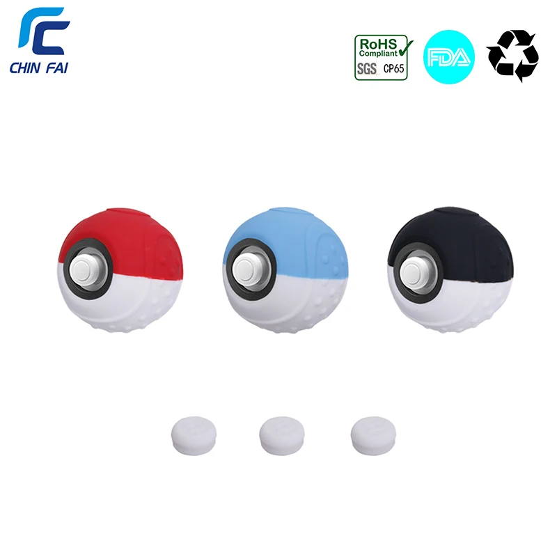 

CHINFAI 3 Pcs Silicone Non Slip Skin for Poke Ball Plus Dust Proof Case for Nintend Switch NS controller With Thumb Grip
