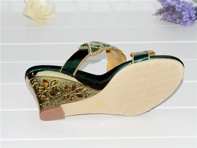 2016 Summer New Leather Shoes Rhinestone Roman Female Diamond Wedges Sandals Size 11 High Quality14
