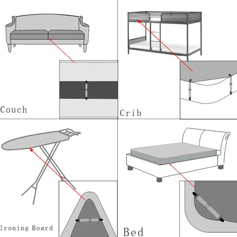 Регулируемые 4X кровать зажимы для пакетов крышка грейферные Захваты подтяжки матрас держатель с креплением треугольник фиксация Противоскользящий ремень