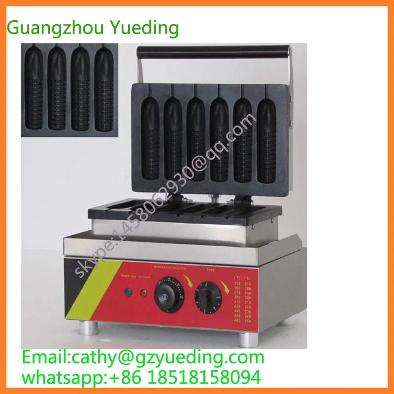 

6pcs Commercial Use Non-stick 110v 220v Electric French Hot Dog Waffle Stick Baker