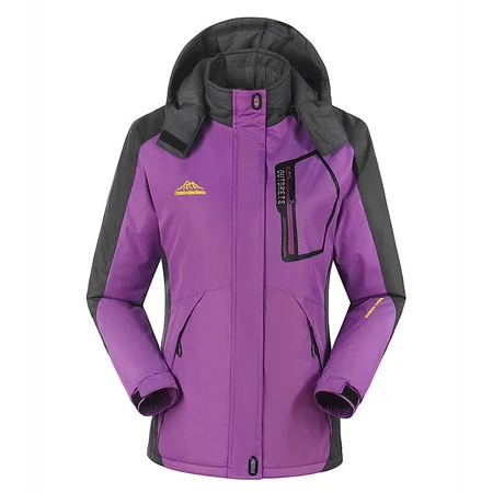 LOMAIYI размера плюс флисовая подкладка мужская зимняя куртка Женская водонепроницаемая ветровка с капюшоном 7XL 8XL Рабочая теплая зимняя парка для мужчин, AM196 - Цвет: women purple