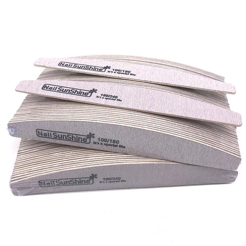 

100X Wooden Nail File 100/180/240 Sandpaper Emery Board Nagel Vijl For UV Gel Nails Buffer Sanding Gray Half Moon Limas Manicura