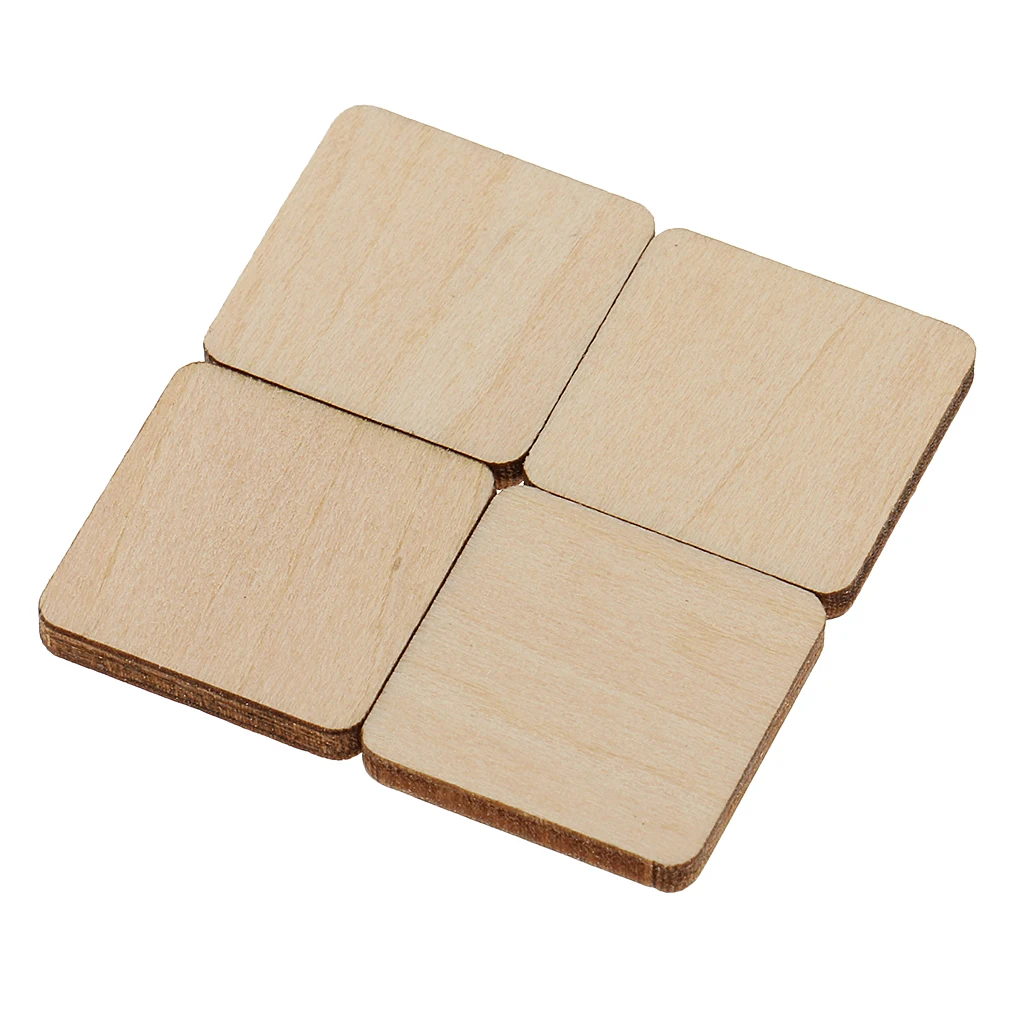 3 Sizes Square MDF Unfinished Wood Pieces Blank Plaque for DIY Craft Pyrography