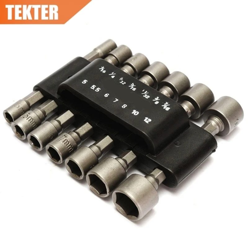 

TEKTER 14pcs Screwdriver Bits Quick Change Power Nut Driver Bit Set Screwdriver Nutdrivers Hand Tools Wrench 1/4 Hex