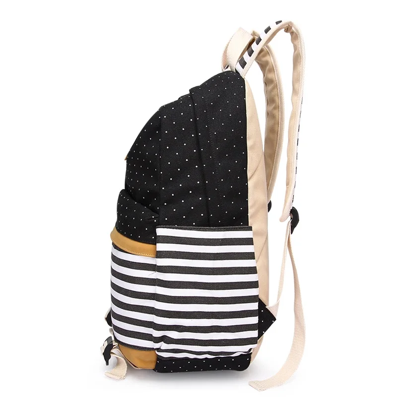 Полосатый Печать на холсте рюкзак для Wemen большой Bookbags девочек подростков 15 6