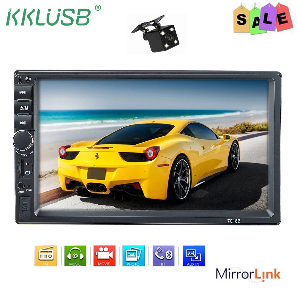 

Autoradio 2 Din General Car Models 7" Touch Screen Car Radio Player Bluetooth Car Audio Rear View Camera 7018B mirror link AUX
