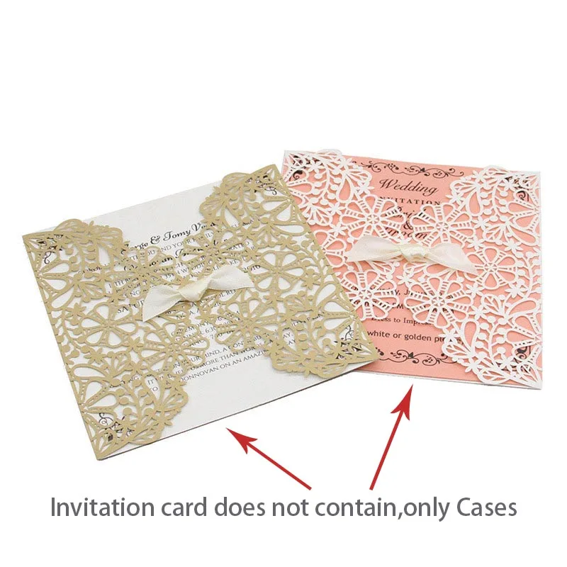  New Arrival White Lace Hollow Flower Bowknot Decoration Crafts Wedding Party Invitation Card With O - 32942105040