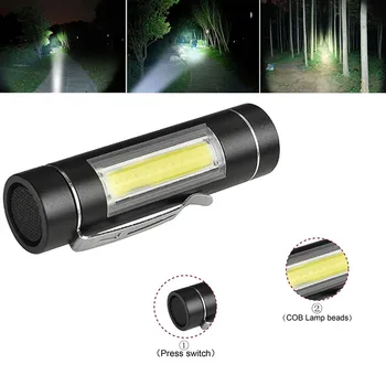 

New 2018 High Quality Super Bright COB LED Pocket Q5 XPE + COB LED mini Taschenlampe Flashlight Drop Shipping