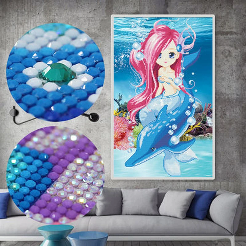 Pretty Little Girl Round Diamond Painnting Special Diamond Livng Room Painting 3D DIY Embroidery Mosaic Diamond Painting Gift