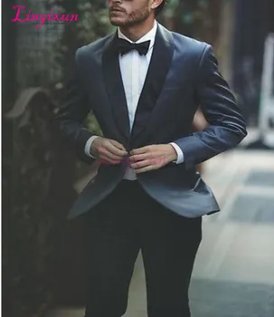 

Linyixun New 2018 Mens Light Grey Suits Jacket Pants Formal Dress Men Party Suit Set men wedding suits groom tuxedos Male leisur