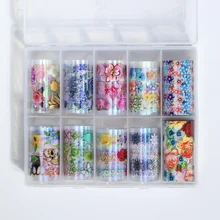 10 рулонов фольги для ногтей голографические лазерные наклейки для ногтей переводные наклейки Красочные Блестки для художественное оформление ногтей