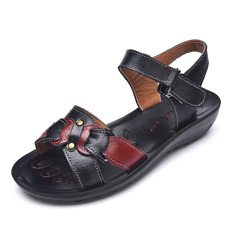 

Sandals Women Nice New Hook Loop Summer Beach Women Shoes Woman Comfortable Lady Shoes Genuine Leather Flat Shoes Woman