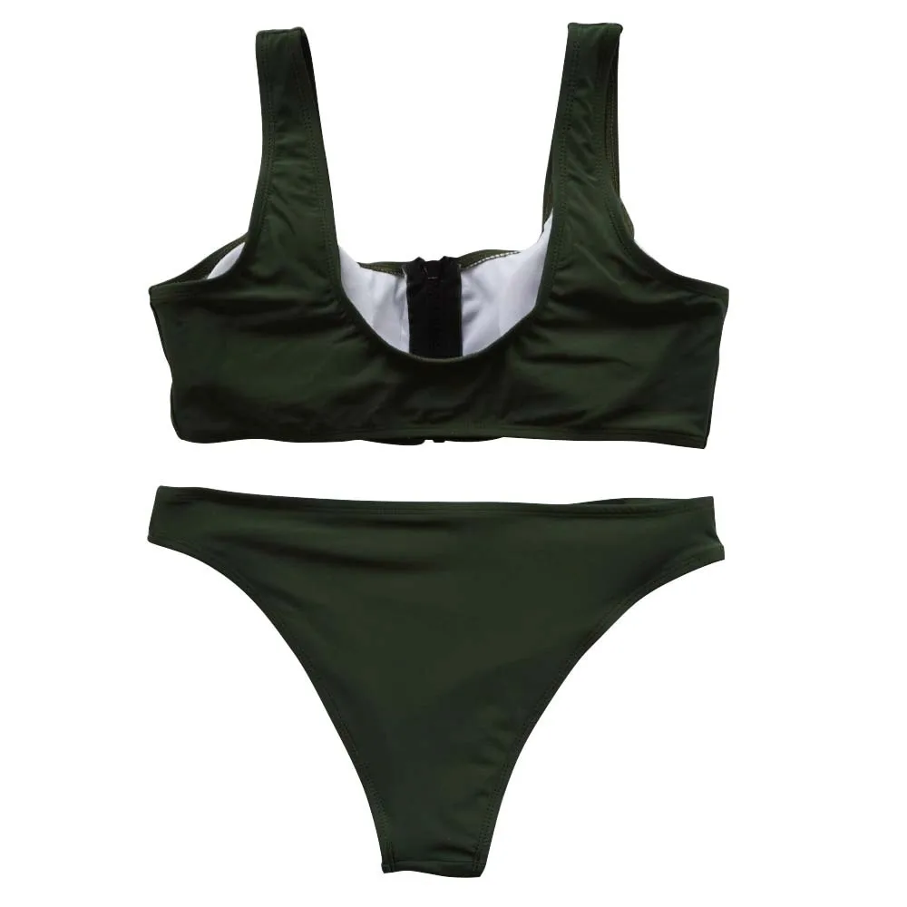 2018 Europe and Americabikini Amazonwish New models are on sale Chest zip swimsuit two-piece set Shu Brocade Explosion