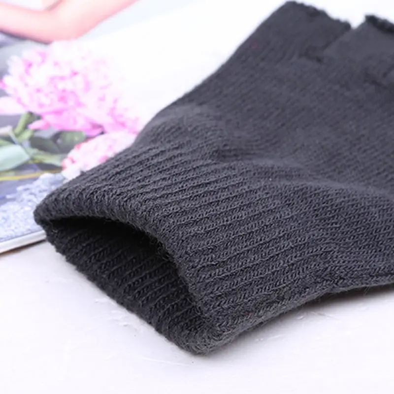 Unisex Knitted Stretch Elastic Warm Half Finger Fingerless Gloves Men Women glove for Winter - Image 2