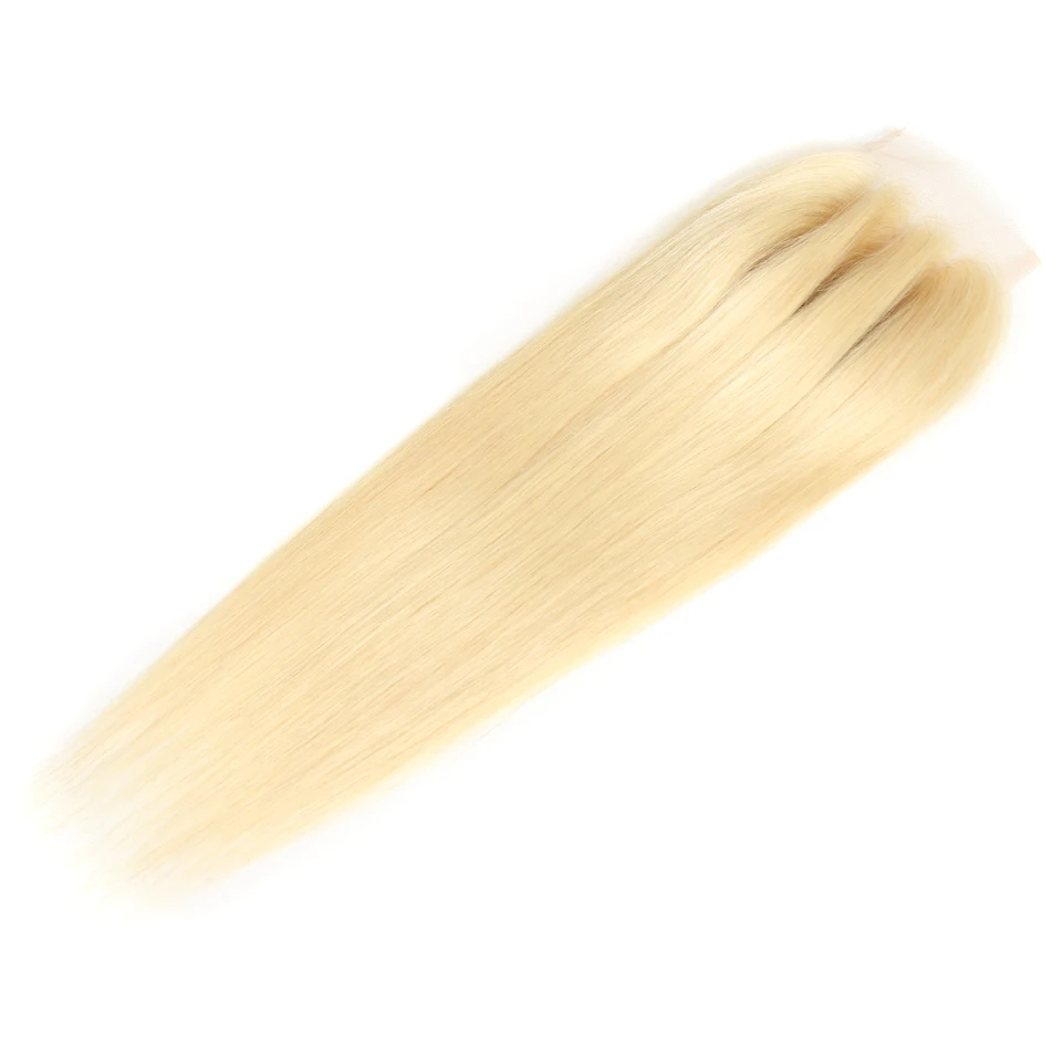 Rebecca прямые 613 Мёд блондинка закрытие Малайзии человеческих синтетические волосы 4x4 прозрачный швейцарская шнуровка