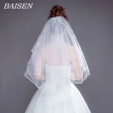 Свадебная вуаль с гребнем свадебная вуаль свадебные аксессуары лента с бисером край белый короткий Свадебный вуаль Свадебный двухслойный