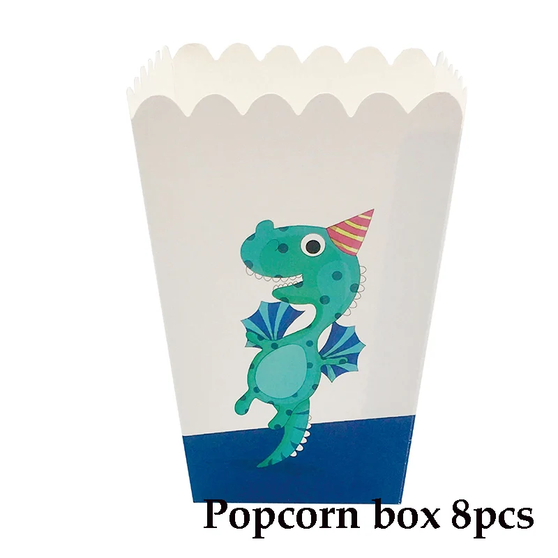 Dinosaur Theme Party Disposable Tableware Cartoon Jungle Party Kids Boys Baby Happy Birthday Paper Plate Cup Baby Shower Decor - Цвет: pop box 8pcs