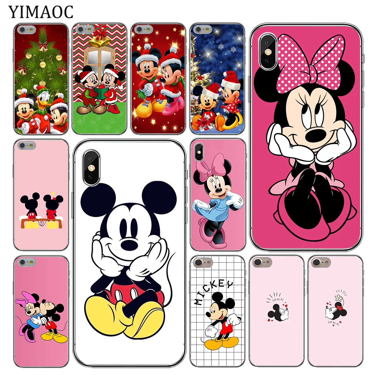 

YIMAOC Cartoon Mickey Minnie Mouse Christmas Soft Silicone Phone Case for iPhone 11 Pro X XR XS Max 6 6S 7 8 Plus 5 5S SE 10