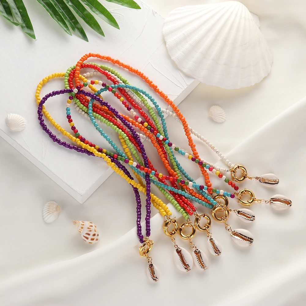

Colorful Seed Beads Choker for Women Fashion Trendy Bohemian Summer Chic Bib Collier Femme Cowrie Shell Necklace Summer Beach