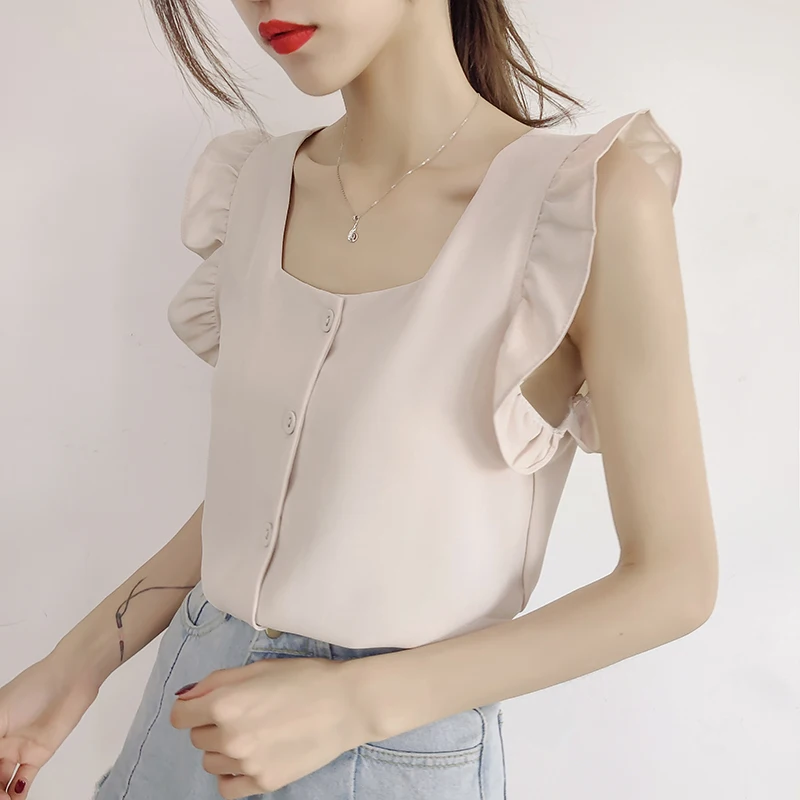 Beiyingni Summer Sleeveless Women Blouse Sexy Korean Chic New Arrival Work Wear Casual Hipster Tank Tops Ladies 5Colors OL Camis