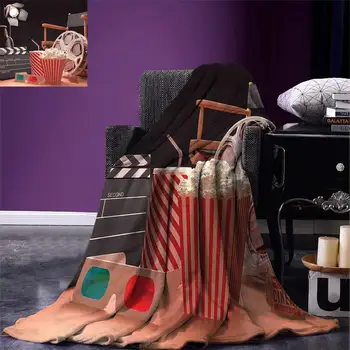 

Movie Theater Throw Objects of the Film Industry Hollywood Motion Picture Cinematography Concept Warm Microfiber Blanket