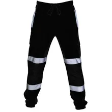 Мужской Дорожный комбинезон с высокой видимостью, светоотражающий тренировочный костюм с несколькими карманами, повседневные штаны с эластичной резинкой на талии