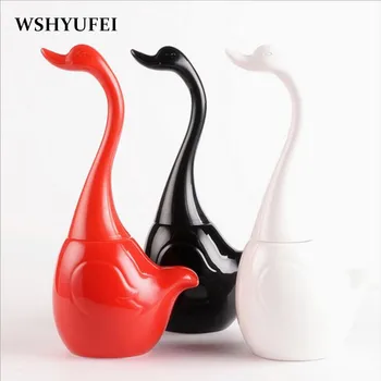 

WSHYUFEI Ceramic Plastic High quality Swan toilet brush holder Creative bathroom Funny Household Cleaning Tool Free shipping