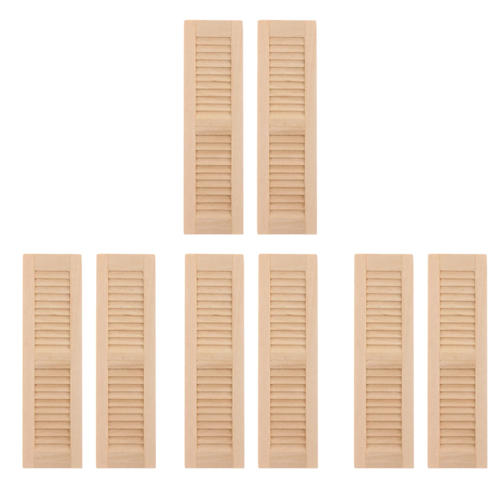 Setof8pcsHandmade112DollhouseWoodenShuttersDIYWindow