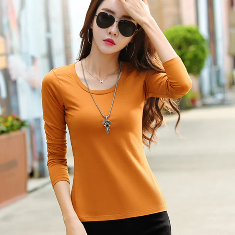 

Spring Autumn Cotton Blouse Women Long Sleeve O-neck Shirt Womens Tops And Blouses Solid Blusas Femininas 2019 Korean Style Top