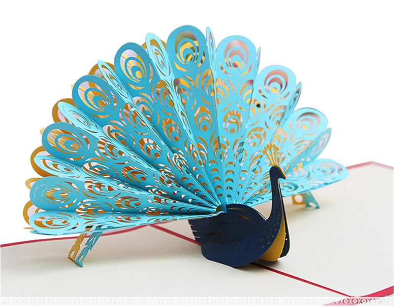  New 2018 Popup Greeting Cards Creative 3D Peacock Invitation Popup Card Popup Gift Card Handmade Po - 32901623225