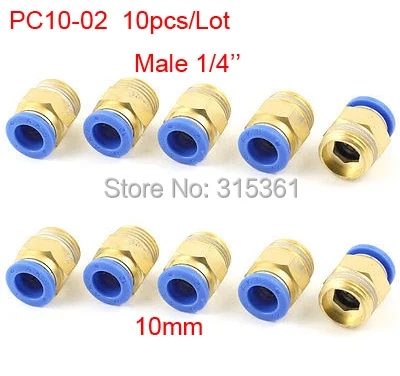

Free Shipping 10PCS Male Connector Tube OD 10mm X 1/4'' Pneumatic Quick Release Air Fitting PC10-02
