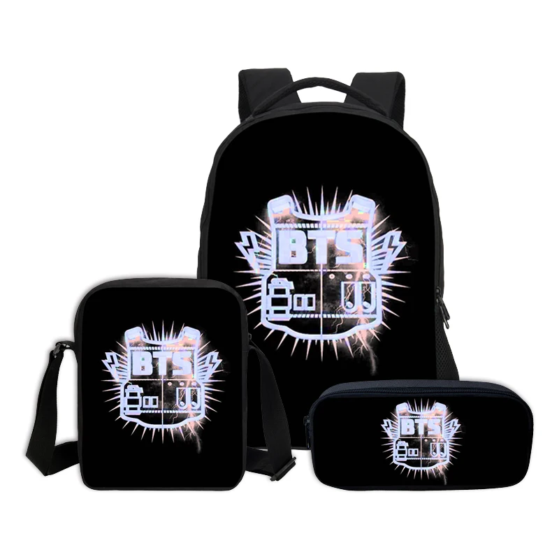 3 unids/set VEEVANV BTS Impresión de letras mochilas niños Bookbag niñas Mochila escolar moda Mochila niños Casual diario bolso de hombro