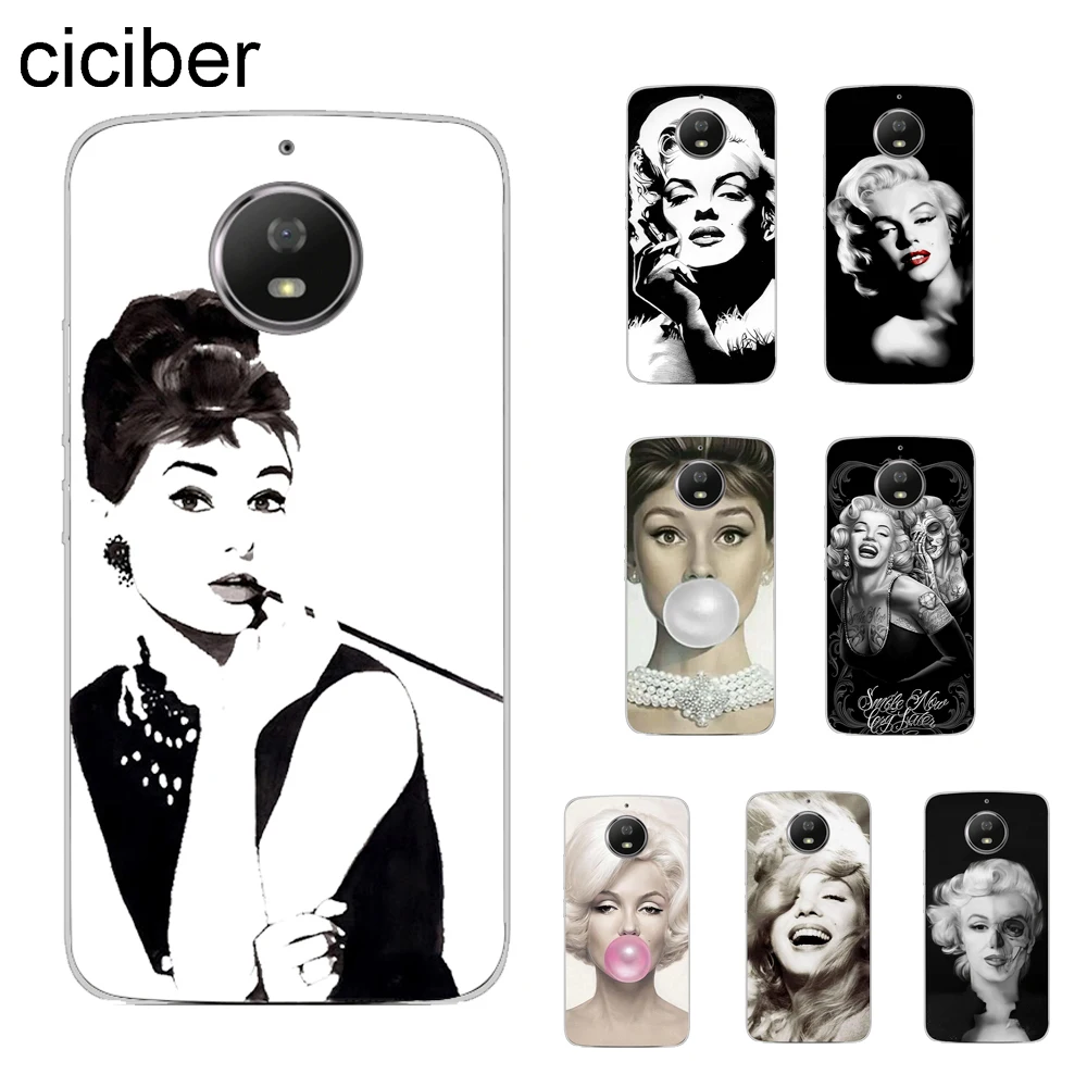 

ciciber Audrey Hepburn Marilyn Monroe Cover For Motorola Moto C Z2 Z3 ONE G4 G5 G5S G6 E4 E5 Play Plus Power X4 Phone Cases TPU